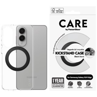 PANZERGLASS CarE Feature Black KickStand QI S25 Edge Transparent