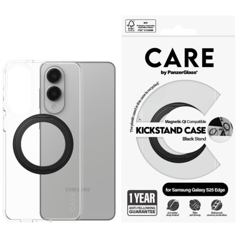 PANZERGLASS CarE Feature Black KickStand QI S25 Edge Transparent