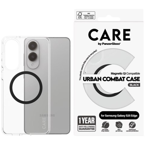 PANZERGLASS CarE Flagship Urban Combat Black QI S25 Edge Transparent