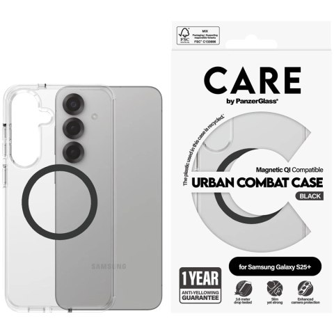 PANZERGLASS Urban Combat Case Transparent w. Black Qi Compatible SAMSUNG Galaxy S25+