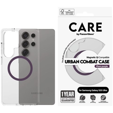PANZERGLASS Urban Combat Case Transparent w. Plum Purple Qi Compatible SAMSUNG Galaxy S25 Ultra