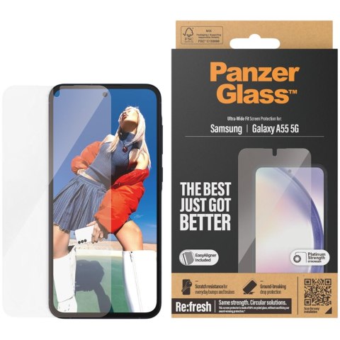PANZERGLASS Screen Protector SAMSUNG Galaxy A55 5G Ultra-Wide Fit w. EasyAligner