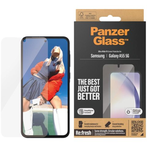 PANZERGLASS Screen Protector SAMSUNG Galaxy A55 5G Ultra-Wide Fit w. EasyAligner