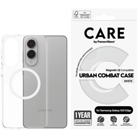 PANZERGLASS Fashion Urban Combat White QI Case S25 Edge Transparent